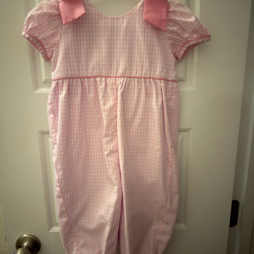 The Beaufort Bonnet Company Pink Checkered onesie